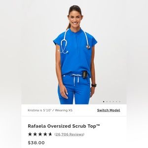 FIGS Rafaela oversized scrub top, royal blue, size small